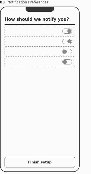 Notification Preferences wireframe